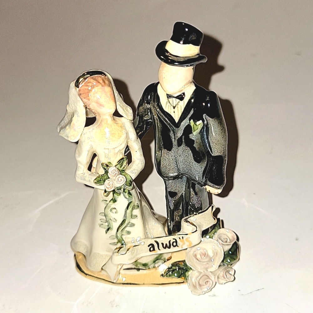 VINTAGE BLUE SKY BRIDE & GROOM CERAMIC FIGURINE